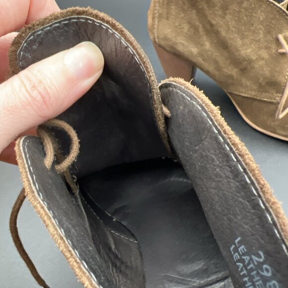 MADEWELL 1937 Lace Up Womens 7.5 Suede Heels Booties Shoes Brown Italy - Picture 15 of 16